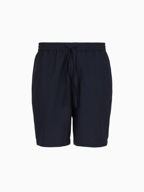 Ultra-light technical seersucker Bermuda shorts with drawstring