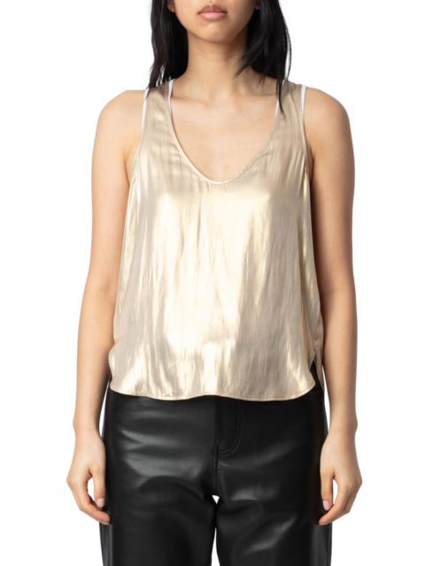 Zadig & Voltaire Zadig & Voltaire Tarys Satin Tank in Gold at Nordstrom