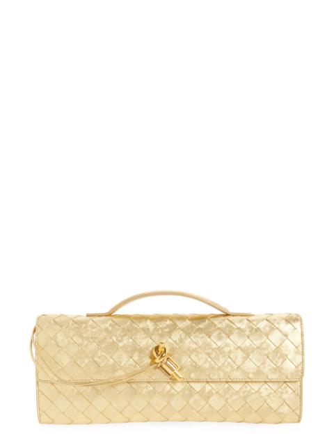 Bottega Veneta Bottega Veneta Andiamo Intrecciato Satin Clutch in 8472 Gold /Gold at Nordstrom