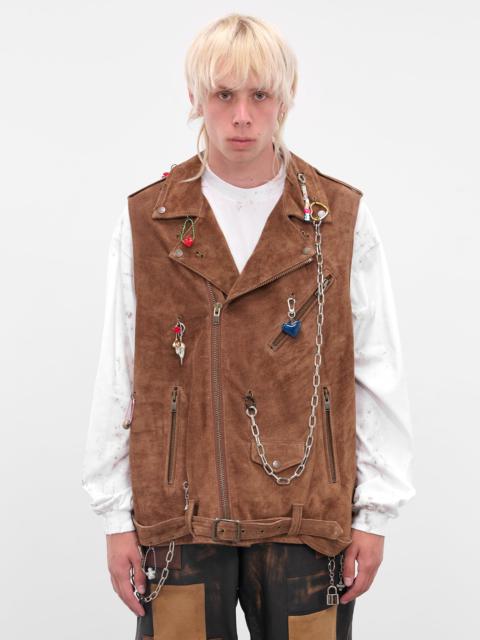 doublet Brown Suede Charmed Biker Vest
