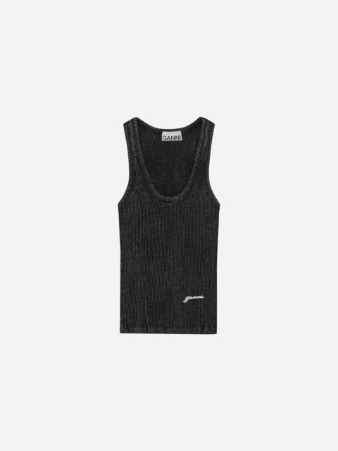 GANNI Heavy Rib Jersey Tank Top