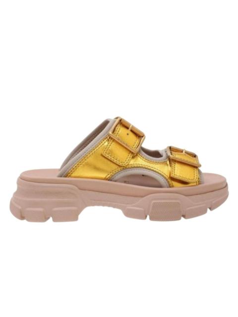 GUCCI Leather Chunky Slide Sandals