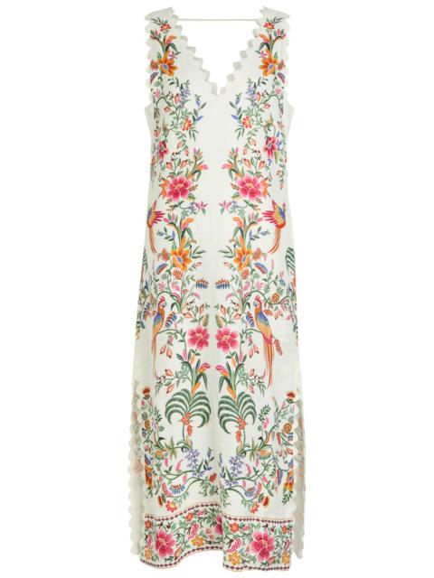 FARM RIO Farm Rio Delicate Forest Printed Linen Maxi Dress