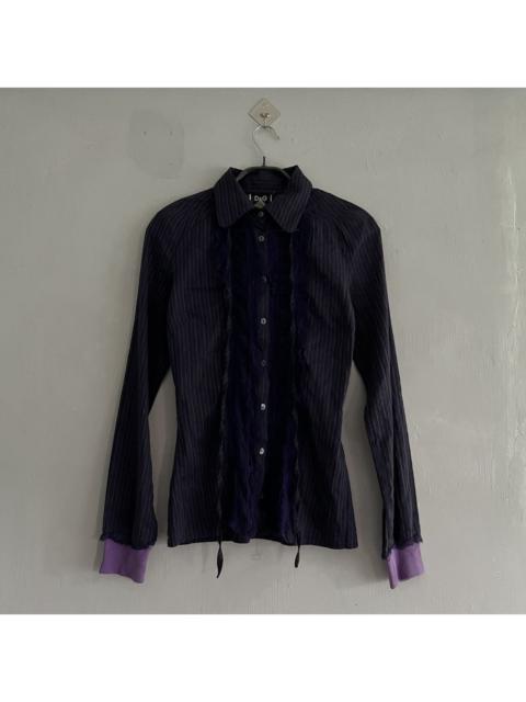 Dolce & Gabbana Dolce & Gabbana Ruflle Laced Stripes Button Up Shirt