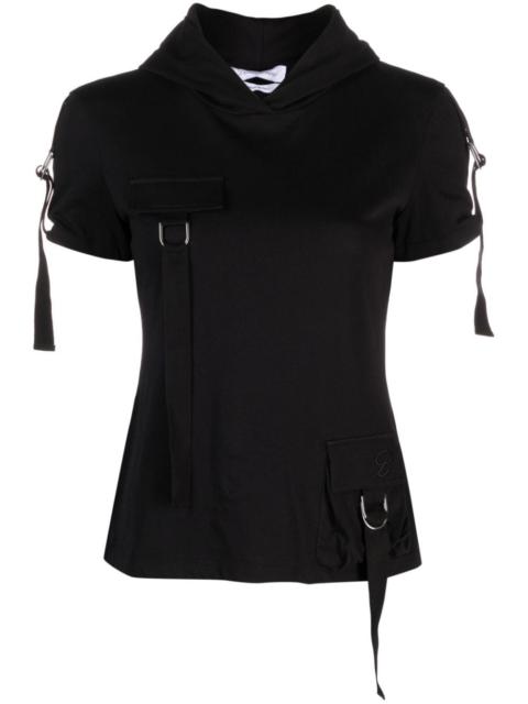 Blumarine cargo-pocket hooded cotton T-shirt