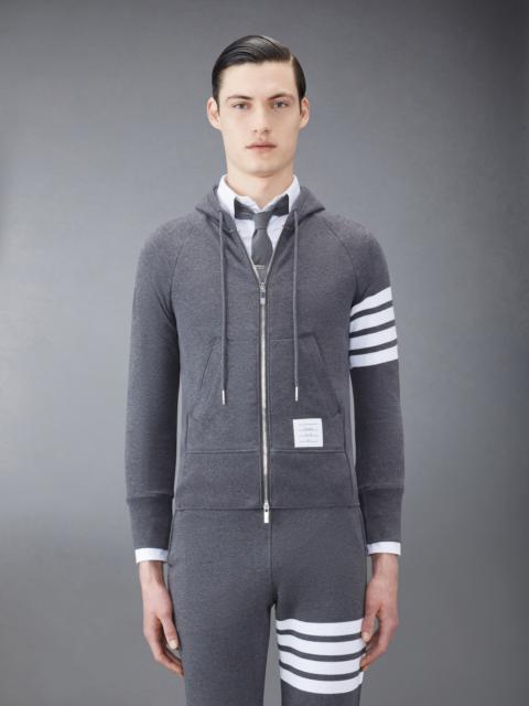 Thom Browne Dark Grey Loopback Jersey Knit 4-bar Zip-up Hoodie