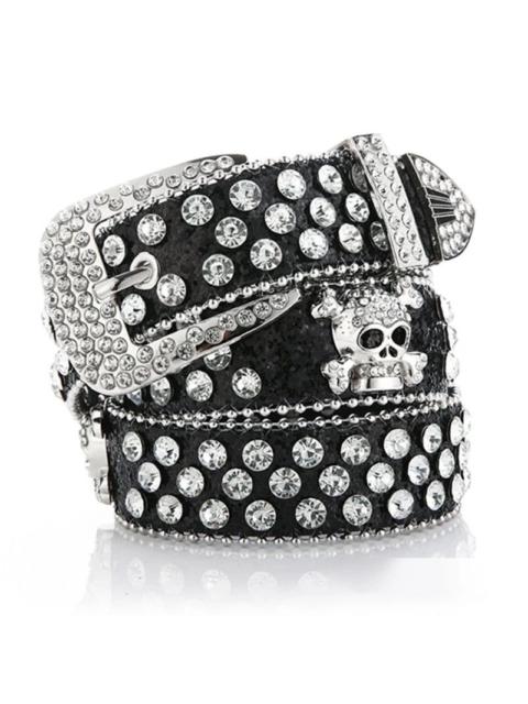 Rhinestone Skull PU Leather Belt
