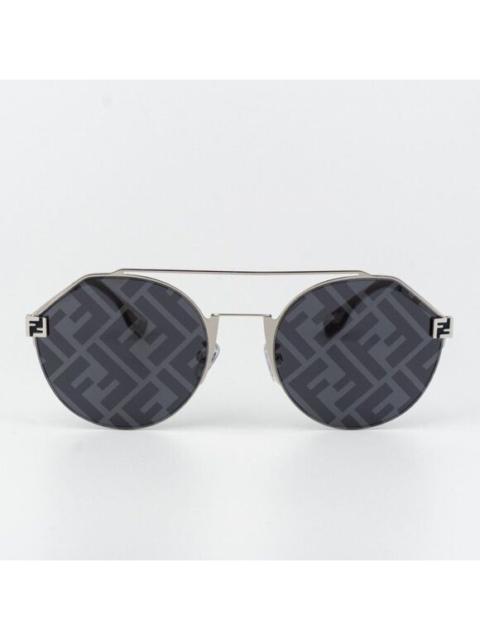 FENDI Fendi Men Sunglasses Palladium Blue Silver Mirror Logo Round FE40060U 16X NEW