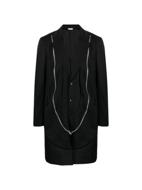 zip-detailed wool coat