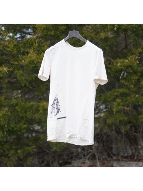 Rick Owens DRKSHDW DRKSDHW Patched Level Tee Milk White Cotton - Lar