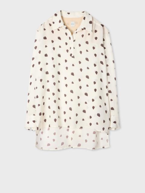 Paul Smith Women's Cream 'Strawberry' Print Dropped Hem Shirt