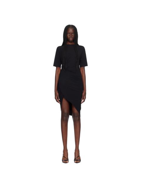 MUGLER Black Draped Pierced Minidress