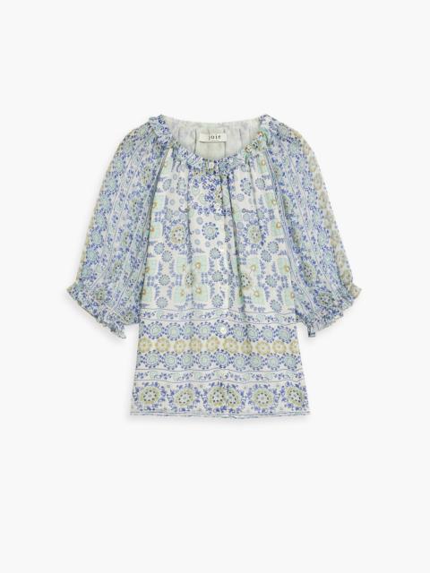 Other Designers Moneta gathered printed silk-georgette blouse