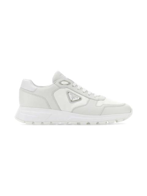 White Re-nylon And Leather Sneakers