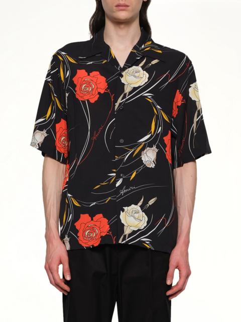 AMIRI Floral Camp Shirt in Black