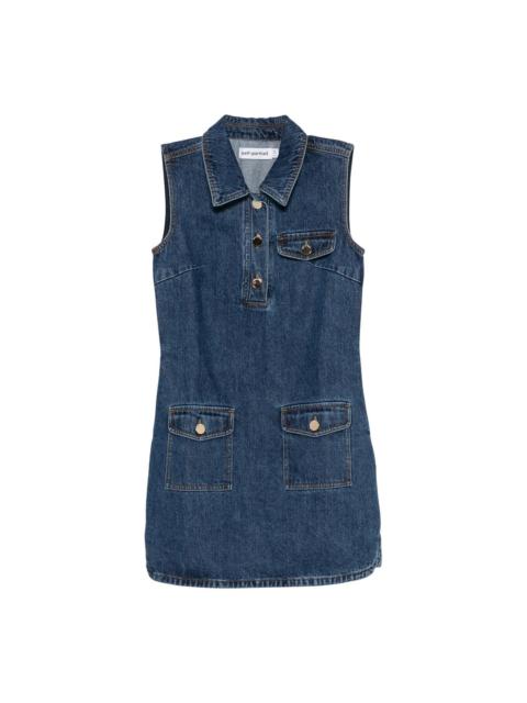 self-portrait Denim Sleeveless Mini Dress