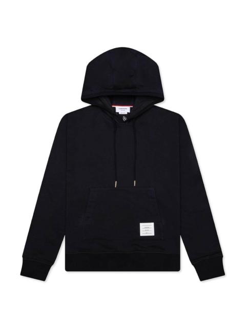Thom Browne RELAXED FIT HOODIE PULLOVER W/ BRODERIE ANGLAISE FLOWER - NAVY
