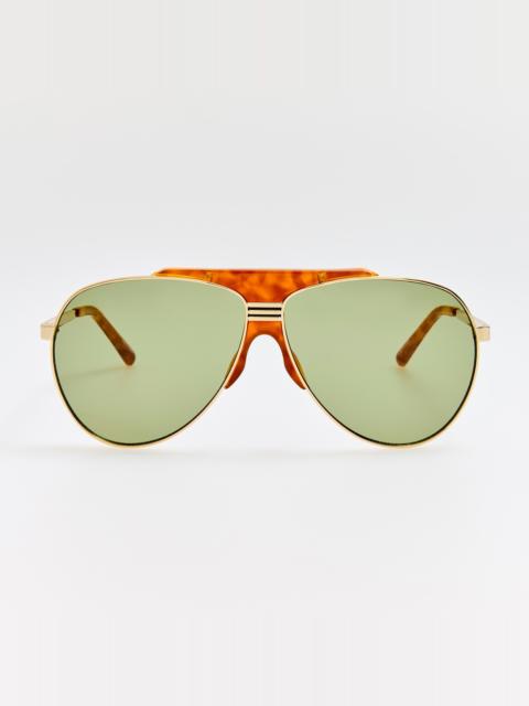 LINDA FARROW Amelia Sunglasses in Gold and Green