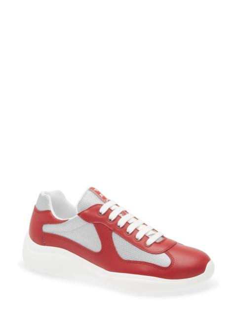 Prada Prada America's Cup Soft Bike Low Top Sneaker in Scarlatto/Argento at Nordstrom