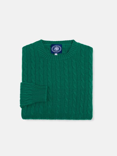 J. PRESS MADE-IN-SCOTLAND KELLY GREEN CABLE KNIT CASHMERE SWEATER