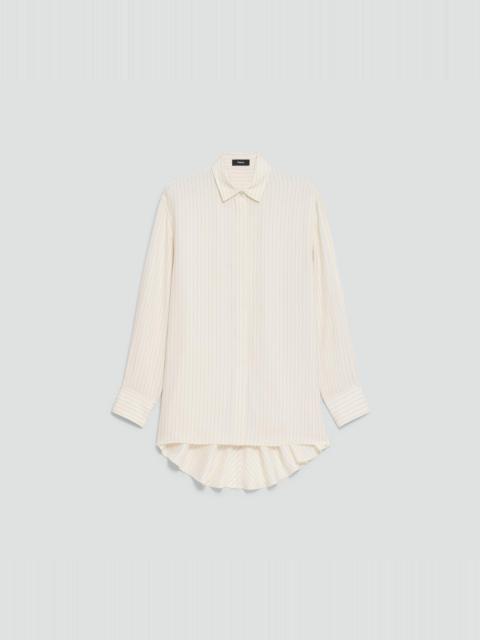 Theory High-Low Flounce Shirt in Washed Stripe