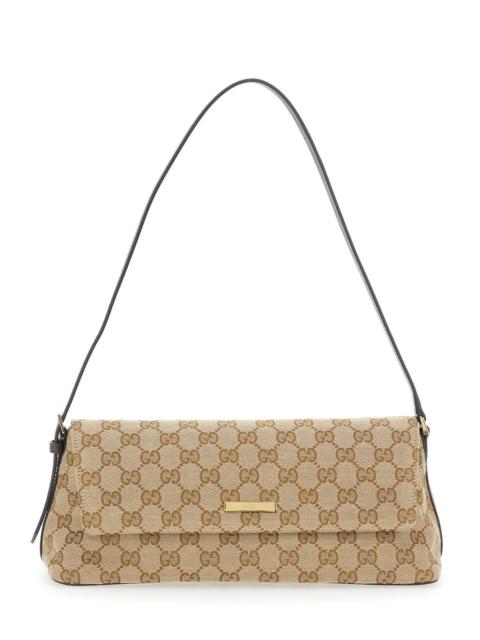 GUCCI Gucci Women 'Madison' Beige Shoulder Bag With Leather Strap And Logo Plate On The Front In Gg Canvas