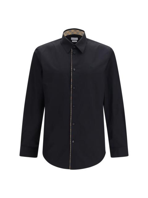 Burberry Burberry Cotton Shirt with Check Trims Black Men