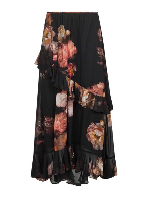Zimmermann Black floral viscose Hypnotic asymmetric skirt