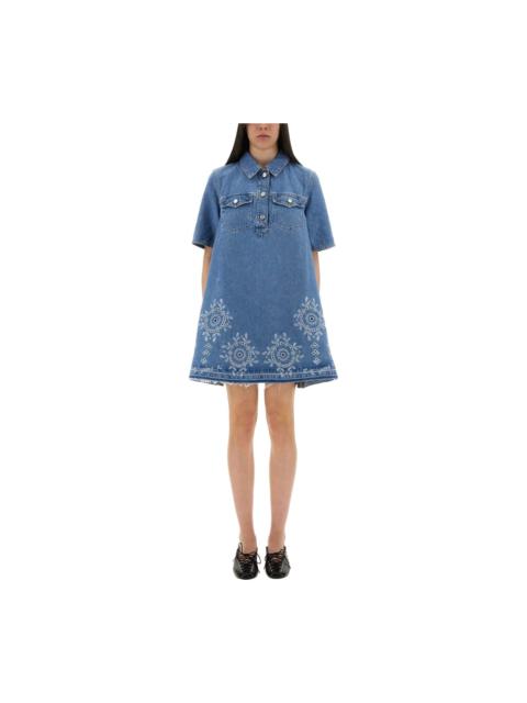Mini Dress With Sangallo Embroidery