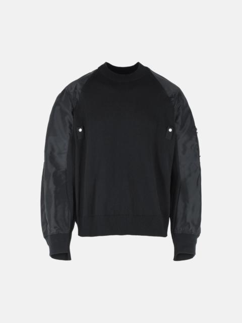 sacai BLACK COTTON BLEND SWEATER