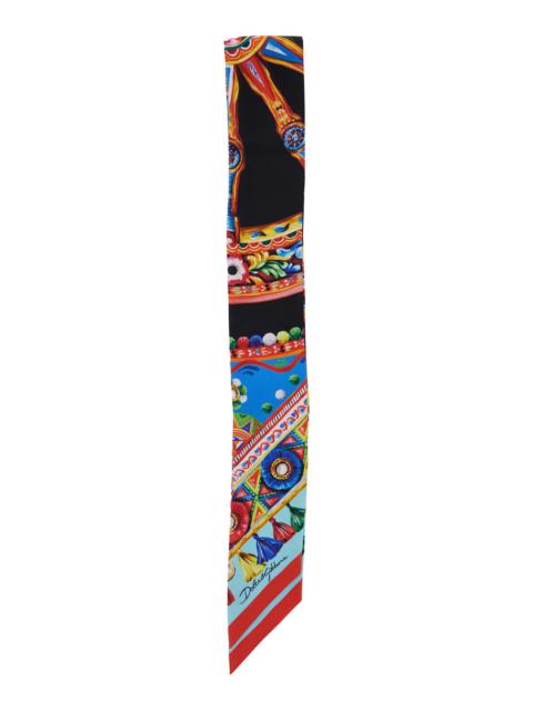 Dolce & Gabbana Dolce & Gabbana Women Multicolor Scarf With All-Over Carretto Print In Silk For Women