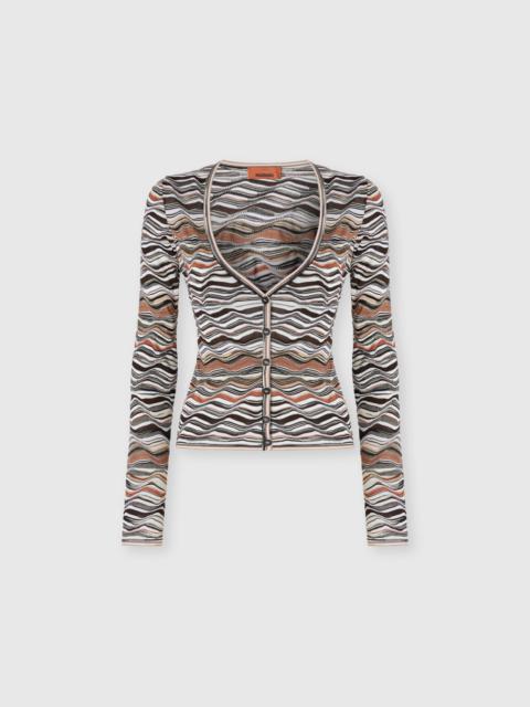 Missoni Missoni Buttoned Cardigan With Wave Pattern in Beige & Brown at Nordstrom