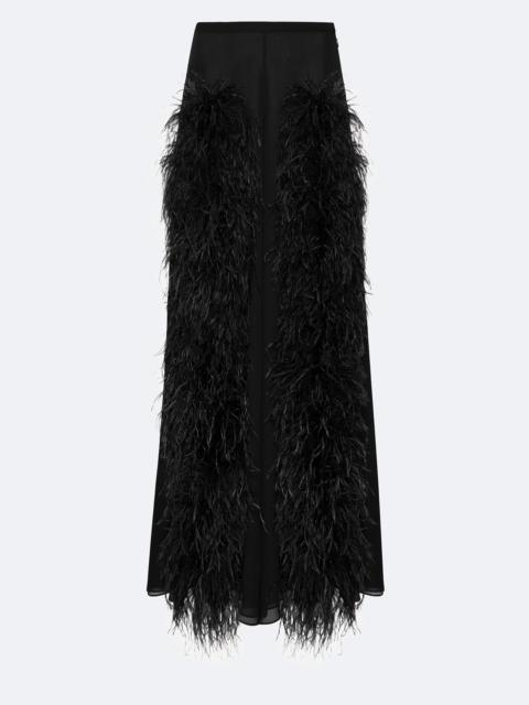 LAPOINTE Lightweight Georgette Wide Leg Pant With Feathers