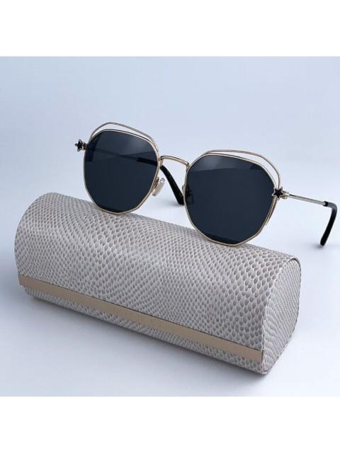 JIMMY CHOO SALE! NEW Jimmy Choo FRANNY/S J5G Gold Dark Gray Round Steel Women Sunglasses