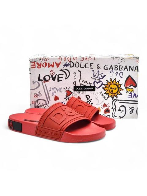 Dolce & Gabbana Dolce & Gabbana Logo Saint Barth Rubber Pool Slides Red EU 39 US 9 - NWB $320