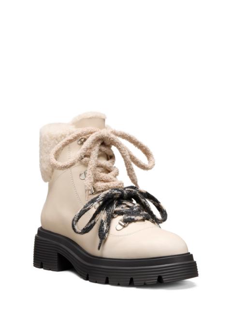 Stuart Weitzman Stuart Weitzman Hudson Lite Genuine Shearling Lined Lace-Up Bootie in Linen/Natural at Nordstrom