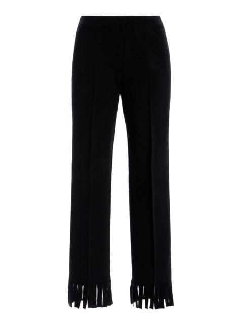 HIGH SPORT Louise Fringed Cotton-Blend Pants black