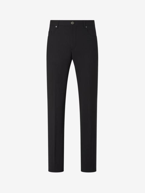 CORNELIANI Black cotton and cashmere 5-pockets trousers