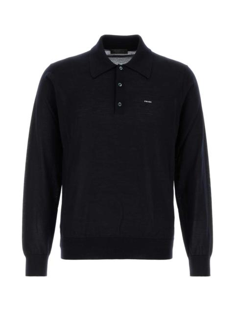 Prada Prada Men Midnight Blue Wool Polo Shirt
