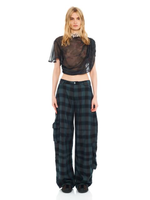 Collina Strada BLACK WATERCOLOR ROSES EVA DRAPED TOP