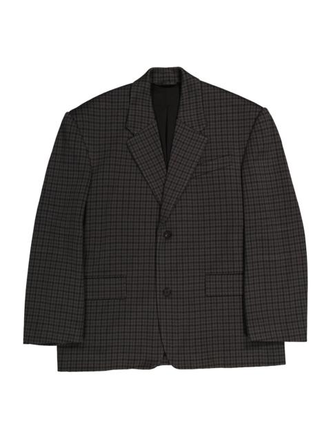 BALENCIAGA Balenciaga Men's Grey Houndstooth Single-Breasted Blazer
