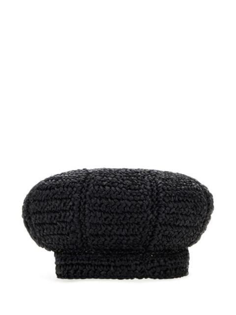 Prada Woman Black Rafia Baker Boy Hat