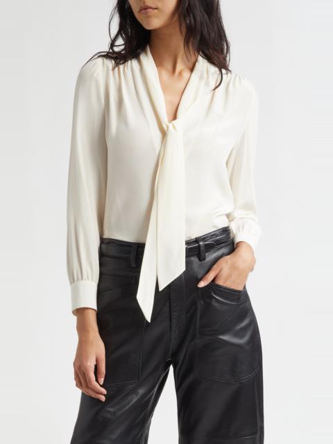 NILI LOTAN Nili Lotan Colt Tie Neck SilkTop in Ivory at Nordstrom