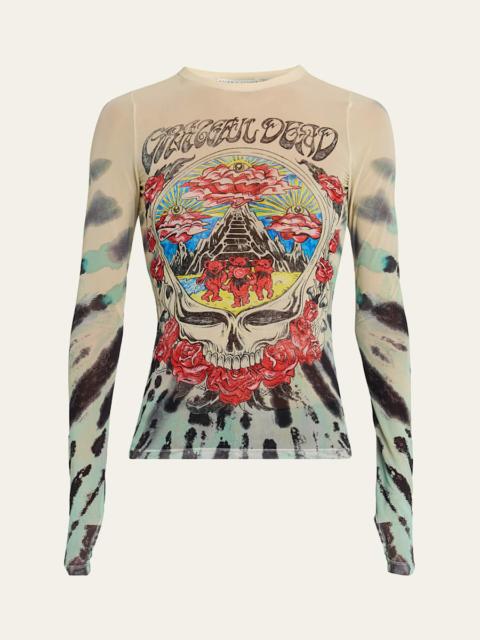 Alice + Olivia x Grateful Dead Delaina Long-Sleeve Mesh Top