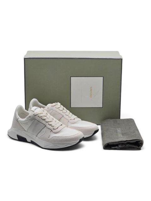 Tom Ford Jagga Leather-Trimmed Suede and Mesh Sneakers in White size 8