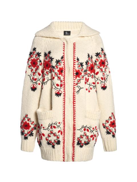 Moncler Grenoble Embroidered Nylon-Wool Cardigan multi