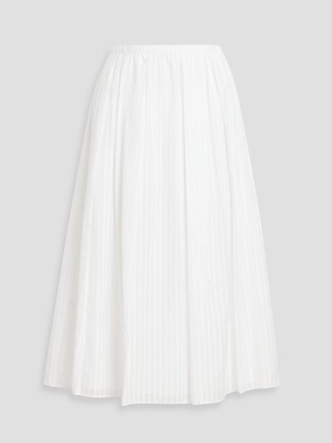 Theory Pleated cotton-jacquard midi skirt