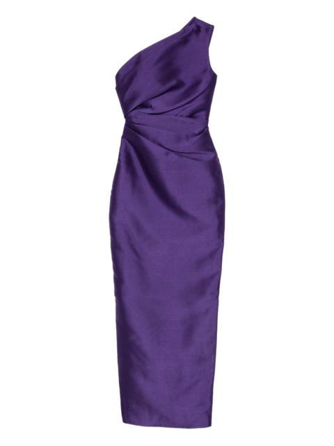 SOLACE LONDON one-shoulder draped-bodice dress
