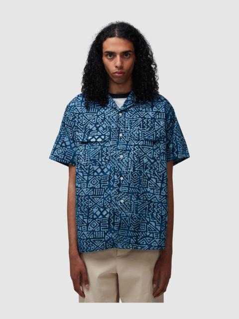 BEAMS PLUS Open collar block print shirt