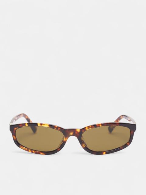 Miu Miu Brown Tortoiseshell Oval Sunglasses